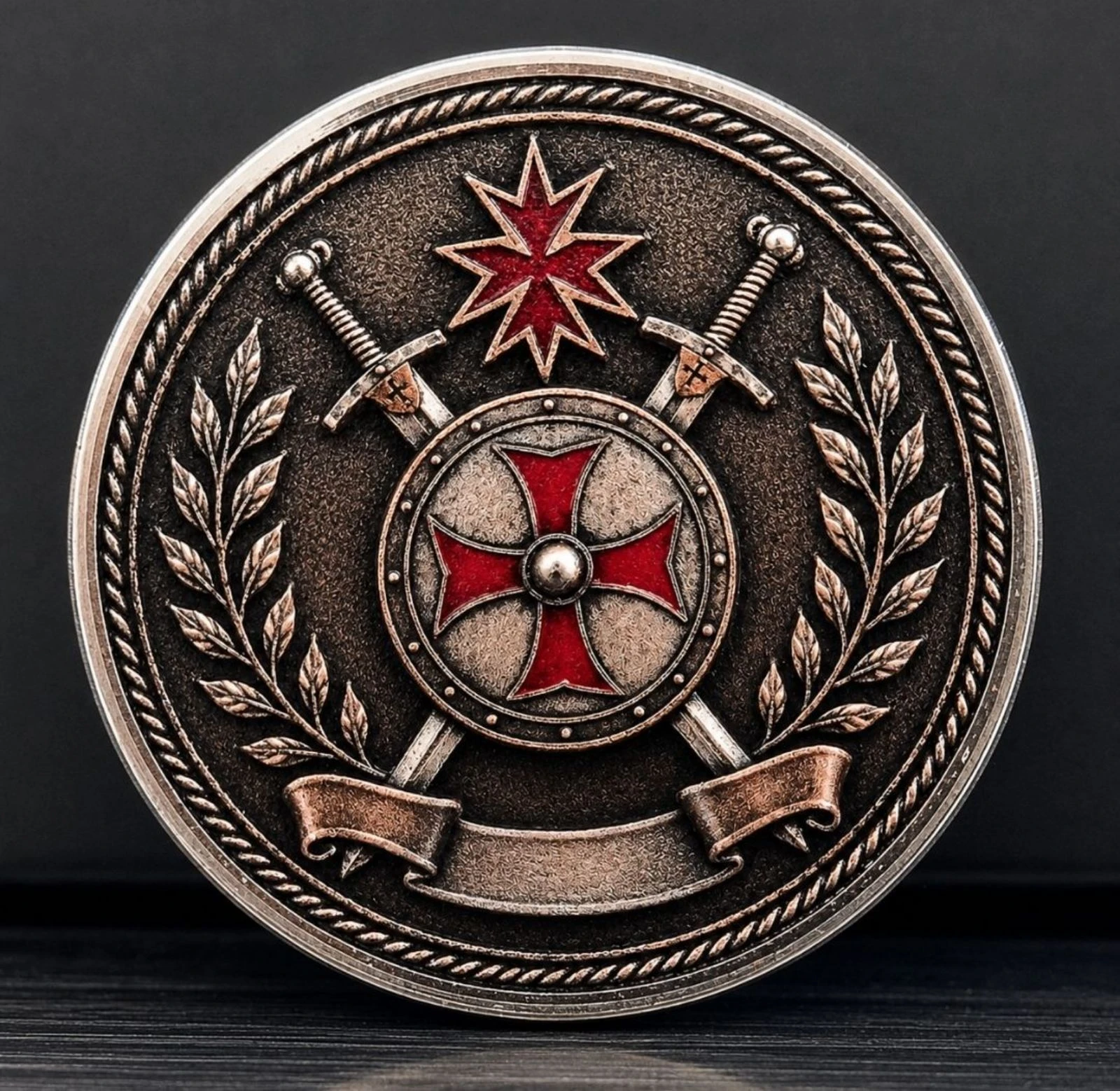 Zeer mooie medaille, tempelridder. Diameter 4cm – photo 2